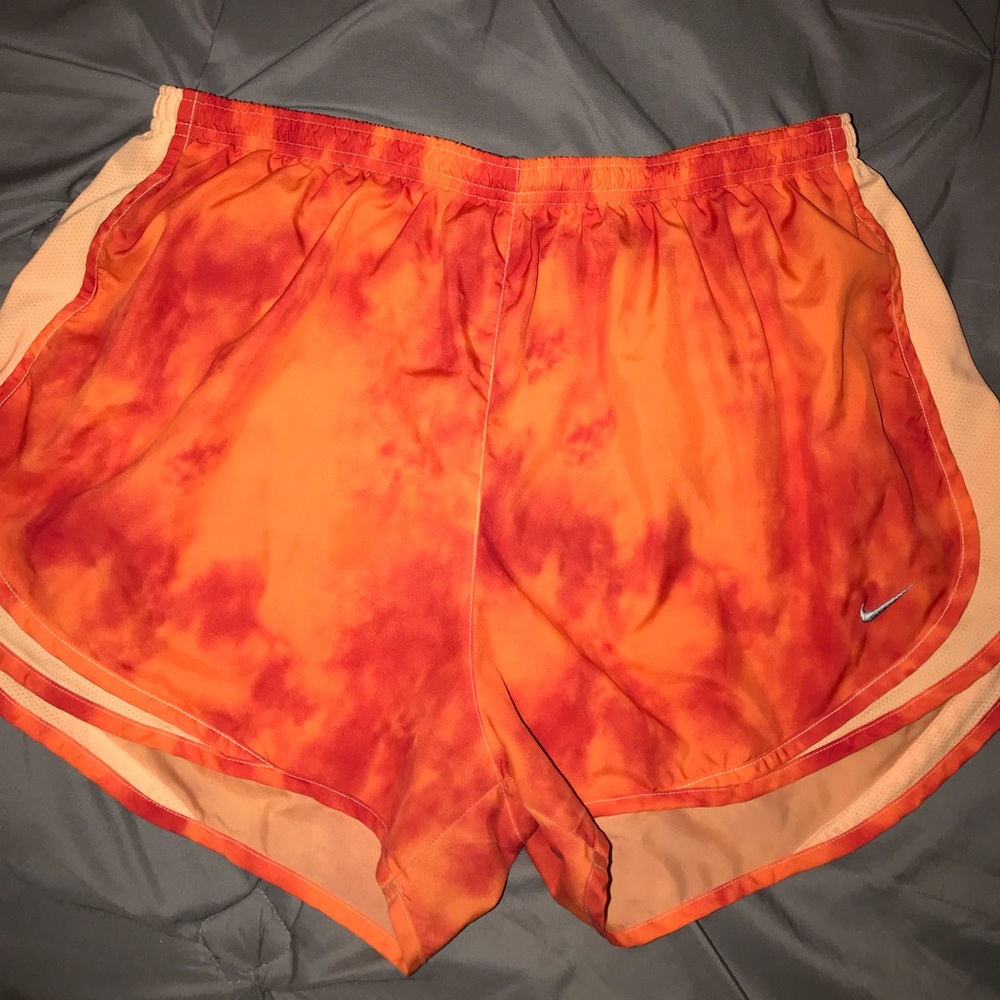 Orange Nike tie dye shorts